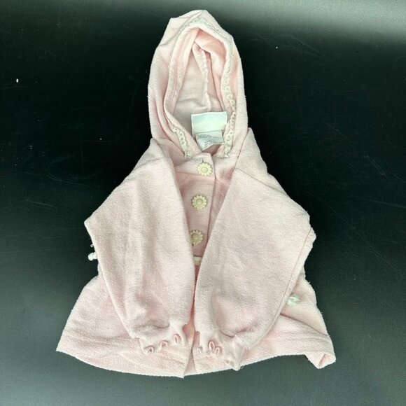 VTG KoKom Kids Pink Jacket Size 18 Month Flower Buttons Hooded - Picture 7 of 10